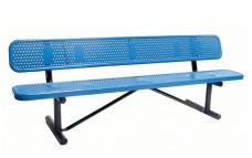 96" perforated outdoor bench with back