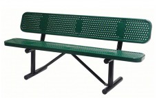 72" perforated outdoor bench with back