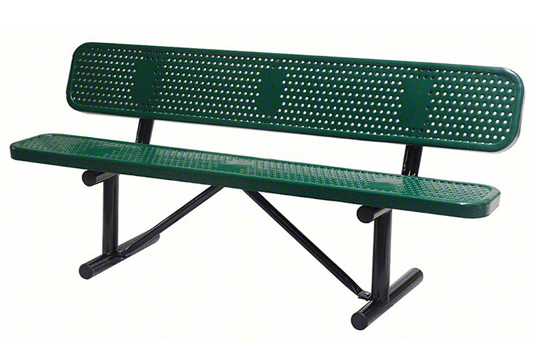 72" perforated outdoor bench with back